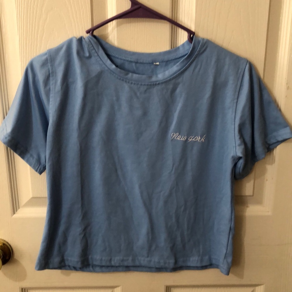 Baby blue cropped T-shirt